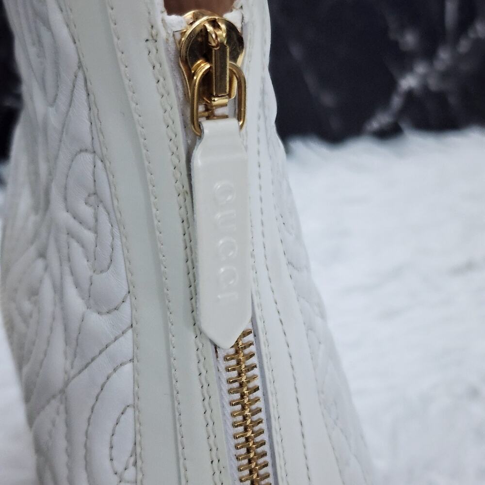 Gucci Calfskin G Rhombus Quilted Ankle Boots White 39.5G | 9.5 US - Picture 8 of 16